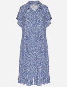 defox Rochie Cămașă Bleumarin Bumbac Florală cu poale evazate Jerilsa