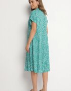 defox Rochie Cămașă Verde închis din bumbac cu flori cu poale evazate Jerilsa