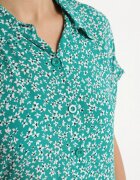 defox Rochie Cămașă Verde închis din bumbac cu flori cu poale evazate Jerilsa