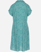 defox Rochie Cămașă Verde închis din bumbac cu flori cu poale evazate Jerilsa