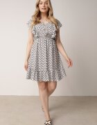 defox Rochie Cloche Albă din Bumbac cu Imprimeu Floral cu Nasturi Ronelle