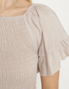 defox Rochie Cloș Bej deschis din Bumbac cu Mâneci Bufante și Bust Elastic Veliova