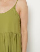 defox Rochie Cloș Verde din Bumbac cu Bretele cu Volane Lilivane