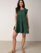 defox Rochie Cloș Verde închisă cu Volane Închisă la gât Rettesa