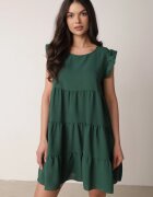 defox Rochie Cloș Verde închisă cu Volane Închisă la gât Rettesa