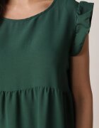 defox Rochie Cloș Verde închisă cu Volane Închisă la gât Rettesa