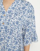defox Rochie De Bumbac Alb-Albastră Cu flori Cu o croială evazată Jenaleira