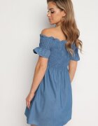 defox Rochie de bumbac Albastru deschis Tip spaniolă cu partea de sus încrețită Rialifea