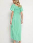 defox Rochie de bumbac verde deschisă cu umeri goi și bust elastic Niloviria