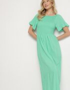 defox Rochie de bumbac verde deschisă cu umeri goi și bust elastic Niloviria
