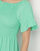 defox Rochie de bumbac verde deschisă cu umeri goi și bust elastic Niloviria