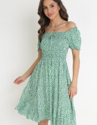 defox Rochie de bumbac verde spaniolă cu flori Rutani