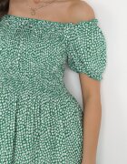 defox Rochie de bumbac verde spaniolă cu flori Rutani