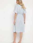 defox Rochie din bumbac albastru deschis cu croi evazat Liranelle
