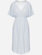 defox Rochie din bumbac albastru deschis cu croi evazat Liranelle