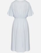 defox Rochie din bumbac albastru deschis cu croi evazat Liranelle