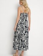 defox Rochie din bumbac bleumarin evazată cu model etnic și dantelă Taliosha