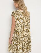 defox Rochie din bumbac verde închisă croială supradimensionată imprimeu ornamental Izelona