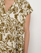 defox Rochie din bumbac verde închisă croială supradimensionată imprimeu ornamental Izelona