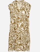 defox Rochie din bumbac verde închisă croială supradimensionată imprimeu ornamental Izelona