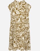defox Rochie din bumbac verde închisă croială supradimensionată imprimeu ornamental Izelona