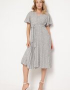 defox Rochie Evazată Albastră cu elastic în talie și curea textilă Prissa