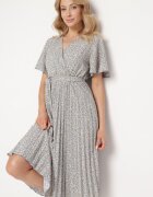 defox Rochie Evazată Albastră cu elastic în talie și curea textilă Prissa