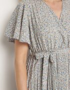 defox Rochie Evazată Albastră cu elastic în talie și curea textilă Prissa