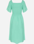 defox Rochie evazată verde deschis de bumbac cu mâneci bufante și top elastic Veliova