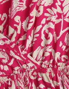 defox Rochie Fucsia Cloș de bumbac cu elastic în talie și volane Nelsea