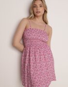 defox Rochie Fucsia de bumbac pe bretele reglabile cu decolteu elastic Risetta