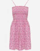 defox Rochie Fucsia de bumbac pe bretele reglabile cu decolteu elastic Risetta