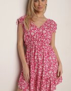 defox Rochie Fucsia din bumbac cu bretele cu elastic și nasturi cu elastic în talie Tesria