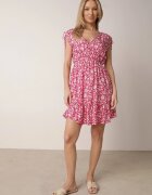 defox Rochie Fucsia din bumbac cu bretele cu elastic și nasturi cu elastic în talie Tesria