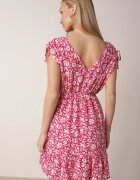 defox Rochie Fucsia din bumbac cu bretele cu elastic și nasturi cu elastic în talie Tesria
