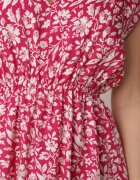 defox Rochie Fucsia din bumbac cu bretele cu elastic și nasturi cu elastic în talie Tesria