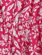 defox Rochie Fucsia din bumbac cu bretele cu elastic și nasturi cu elastic în talie Tesria