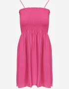 defox Rochie Fucsia din Bumbac cu Bretele și Decolteu Încrețit Krisele