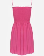 defox Rochie Fucsia din Bumbac cu Bretele și Decolteu Încrețit Krisele