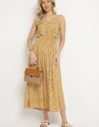 defox Rochie Galbenă De bumbac cu bretele cu croială evazată Jenarella