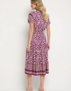 defox Rochie mov închis din bumbac cu nasturi și model ornamental Zisselle