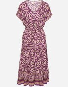 defox Rochie mov închis din bumbac cu nasturi și model ornamental Zisselle