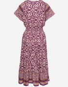 defox Rochie mov închis din bumbac cu nasturi și model ornamental Zisselle