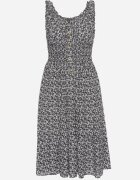 defox Rochie Neagră Cloș din Bumbac cu bretele late cu elastic în talie Bellawish