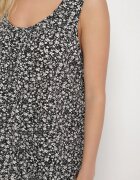 defox Rochie Neagră cu flori cu croi evazat cu bretele late Folarelle