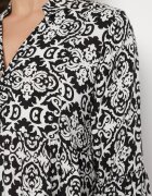defox Rochie Neagră de bumbac cloș cu volan cu imprimeu ornamental Laneloren
