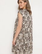 defox Rochie Neagră de Bumbac cu croi evazat decorată cu volan Linola