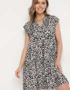 defox Rochie Neagră De bumbac Cu croi evazat supradimensionată Liravina