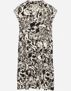 defox Rochie Neagră de Bumbac cu croială Oversize cu model ornamental Izelona