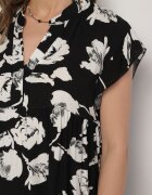 defox Rochie Neagră de Bumbac cu croială supradimensionată cu flori Liralea
